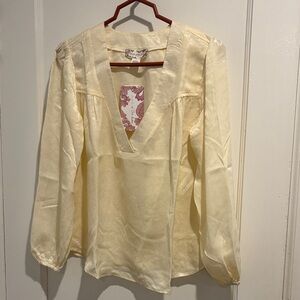 Band of the Free Elegant Cream V-Neck Blouse